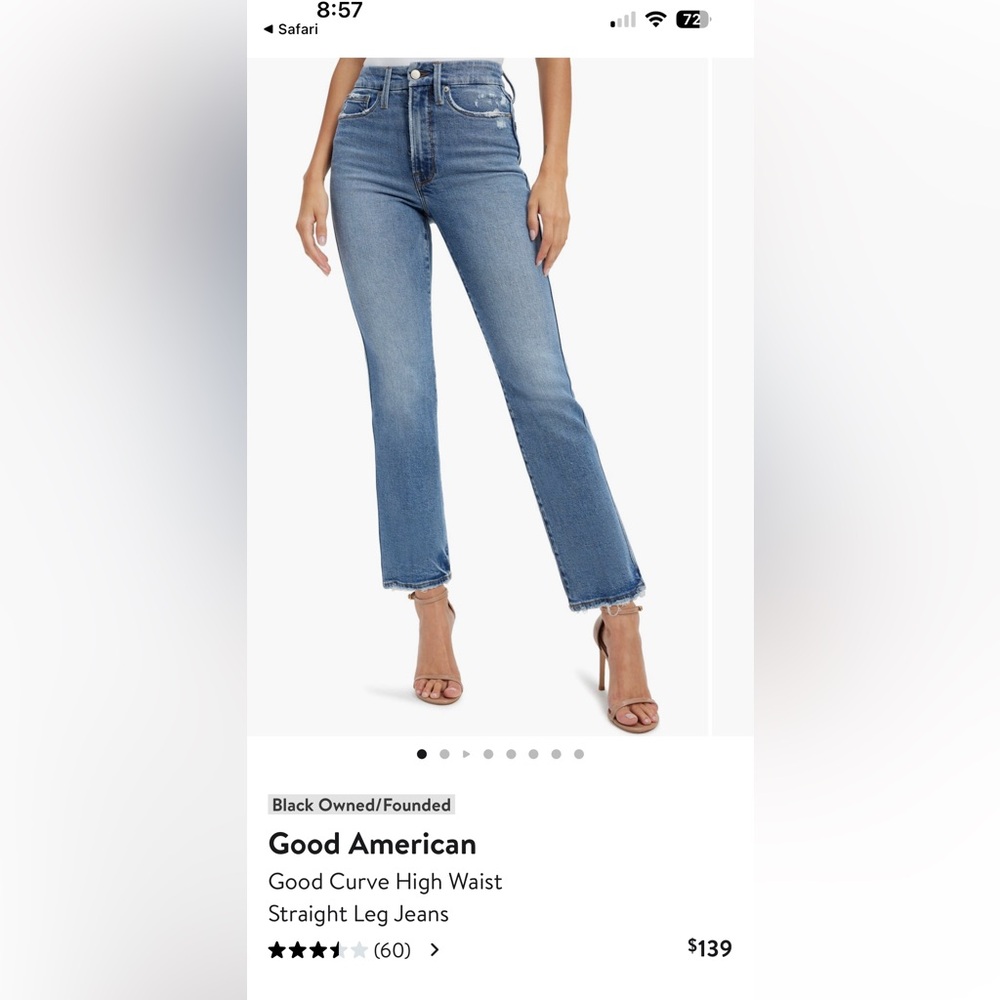 Good American Blue Straight-Leg Jeans